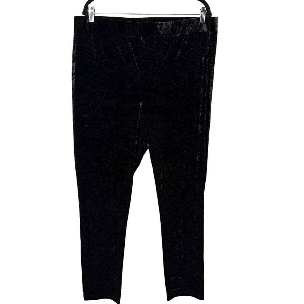 Vince Camuto Leggings Womens SZ XL Black Crushed Velvet Knit Timeless Stretch